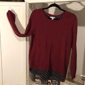 Maroon layered look sweater